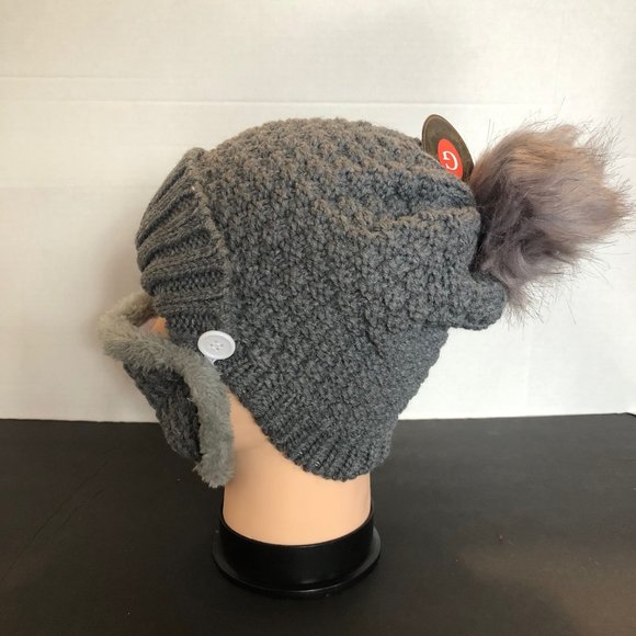 WOMENS WINTER BEANIE WITH NOSE/MOUTH COVERING IN GREY - Picture 2 of 5